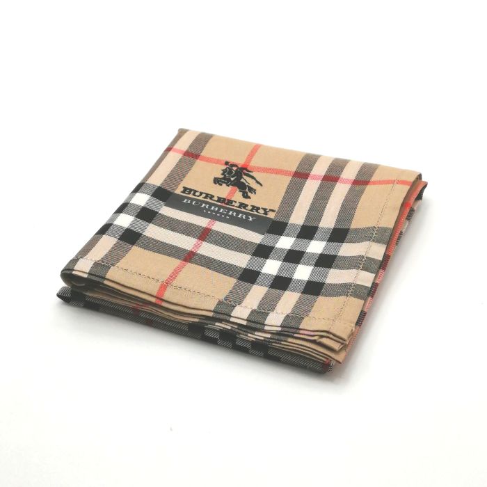 スーパーセール♪全品P10倍メール便対応OK【売れ筋】【限定1枚】【未使用ハンカチ】BURBERRYバーバリーハンカチ【ブラウン系】