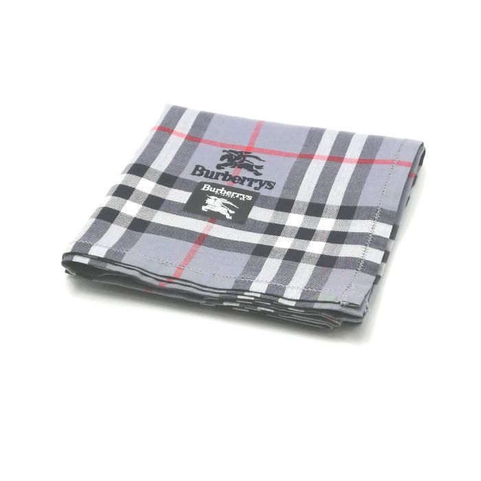 Cotton - 月末も当店でお買物♪全品P10倍メール便対応OK【売れ筋】【限定1】【未使用ハンカチ】burberrysバーバリーズハンカチ【ブルーグレー系】