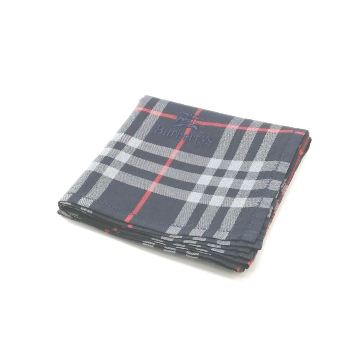 月初も当店でお買物♪P10倍メール便対応OK【売れ筋】【現品限り】【未使用ハンカチ】burberrysバーバリーズハンカチ【ネイビー系】