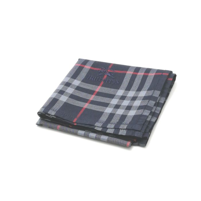 月初も当店でお買物♪P10倍メール便対応OK【売れ筋】【現品限り】【未使用ハンカチ】burberrysバーバリーズハンカチ【ネイビー系】