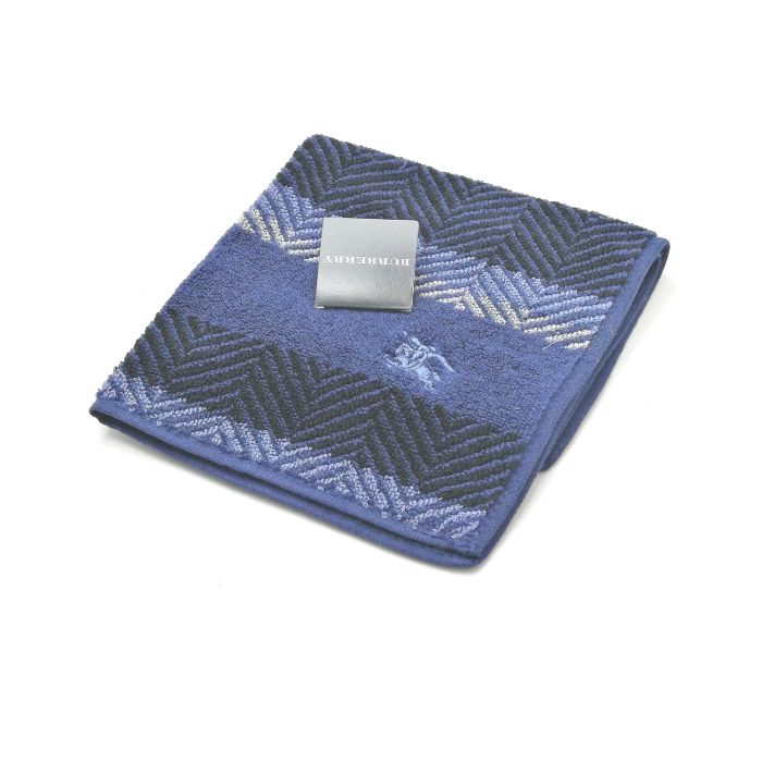 月末も当店でお買物♪全品P10倍メール便対応OK【売れ筋】【未使用ハンカチ】BURBERRYバーバリータオルハンカチ【ネイビー系】