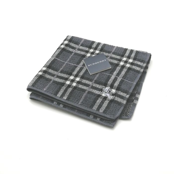 月末も当店でお買物♪全品P10倍メール便対応OK【売れ筋】【未使用ハンカチ】BURBERRYバーバリータオルハンカチ【グレー系】