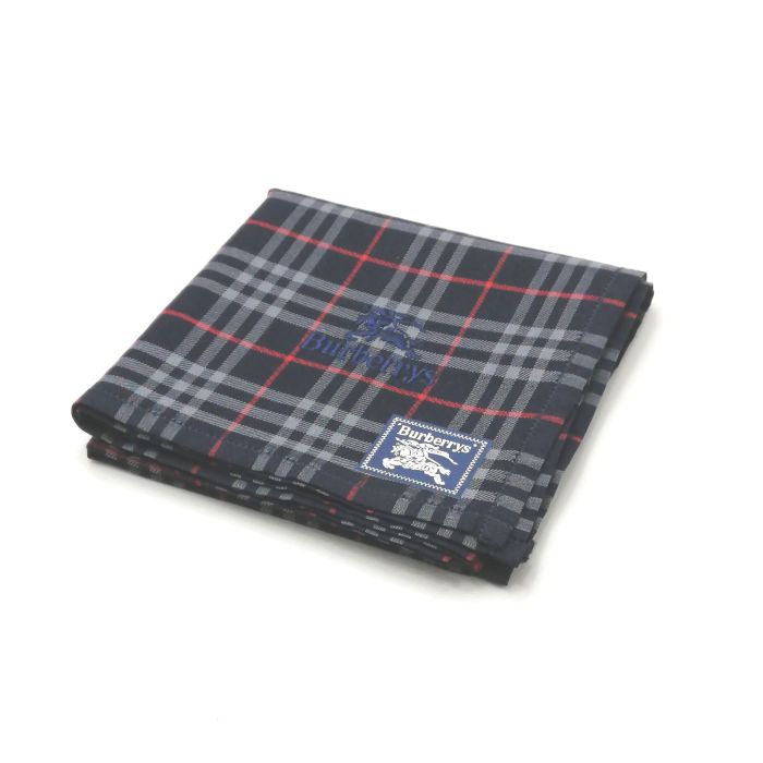 月末も当店でお買物♪全品P10倍メール便対応OK【売れ筋】【現品限り】【未使用ハンカチ】burberrysバーバリーズハンカチ【ネイビー系】