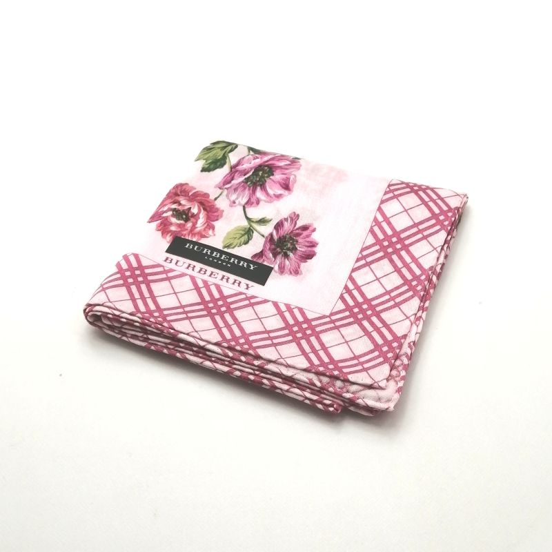 Sセール後夜祭♪全品P10倍メール便対応OK【売れ筋】【未使用ハンカチ】BURBERRYバーバリーハンカチ【ピンク系】