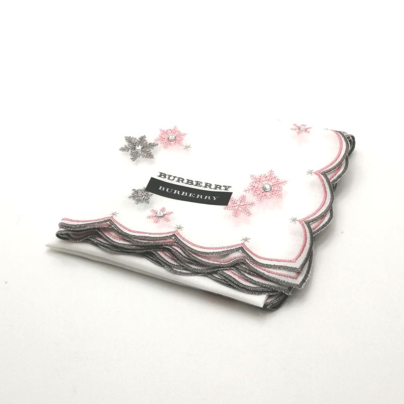 Sセール後夜祭♪全品P10倍メール便対応OK【売れ筋】【未使用ハンカチ】BURBERRYバーバリーハンカチ【ホワイト系】
