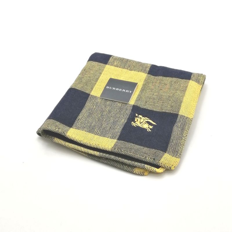 当店でのお買物でSPUトータルP10倍～♪メール便対応OK【売れ筋】【未使用ハンカチ】BURBERRYバーバリータオルハンカチ【イエロー系】
