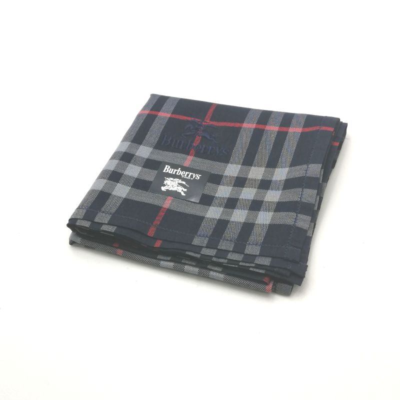 月初も当店でお買い物♪全品P10倍メール便対応OK【売れ筋】【未使用ハンカチ】burberrysバーバリーズハンカチ【ネイビー系】