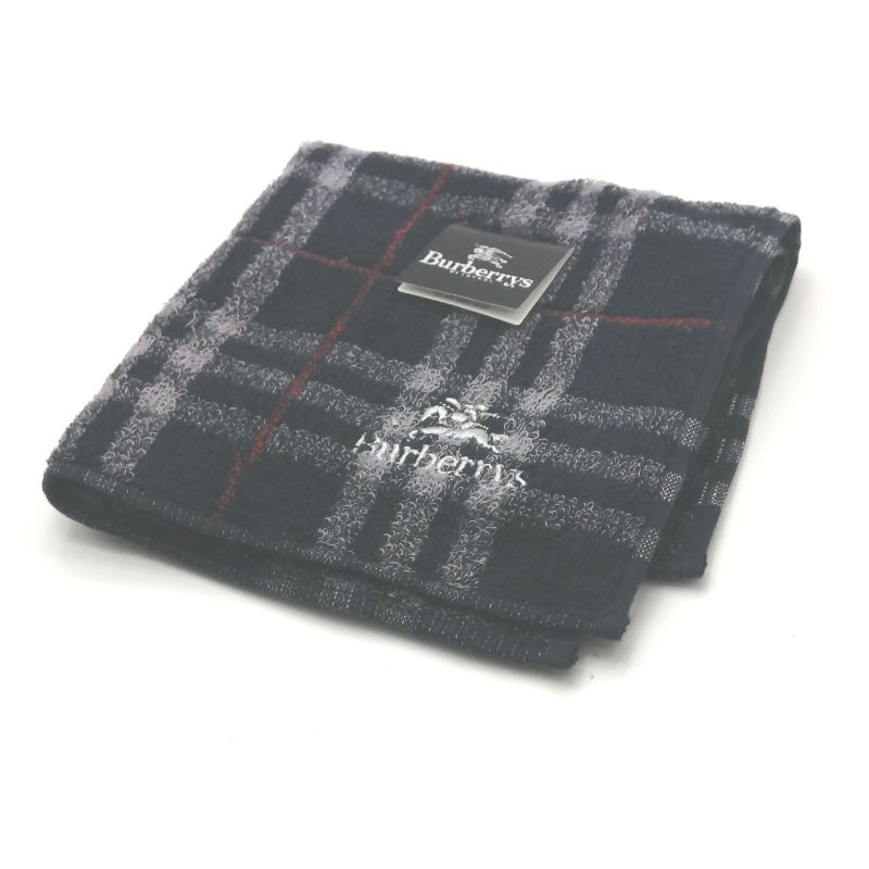 お買物マラソン♪全品P10倍メール便対応OK【売れ筋】【未使用ハンカチ】burberrysバーバリーズタオルハンカチ【ネイビー系】