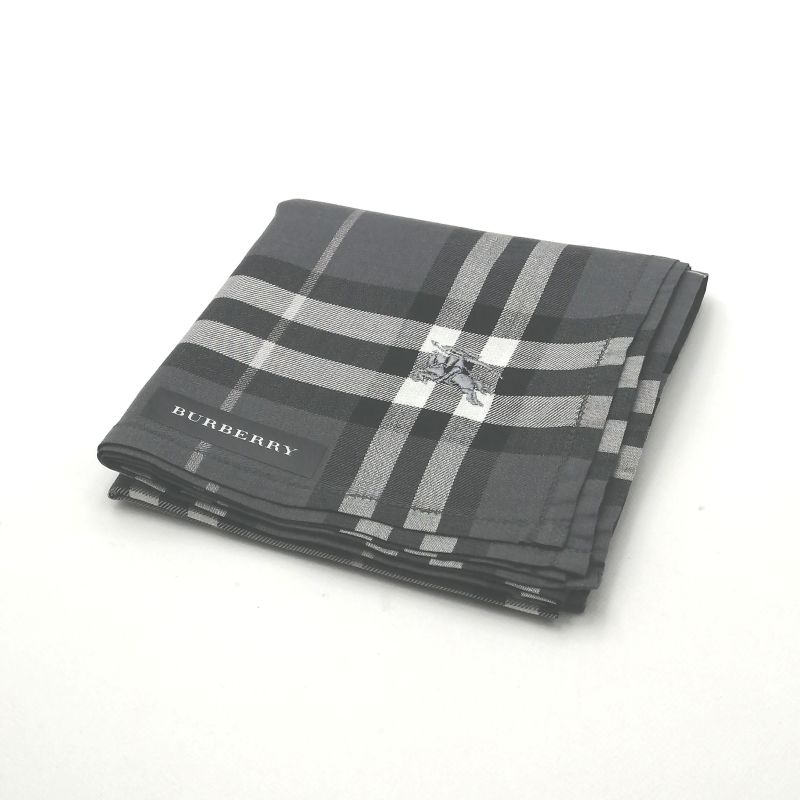 お買物マラソン♪全品P10倍メール便対応OK【売れ筋】【未使用ハンカチ】BURBERRYバーバリーハンカチ【グレー系】