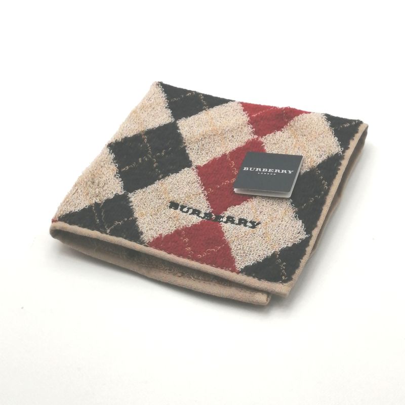 当店でのお買物でSPUトータルP10倍～♪メール便対応OK【売れ筋】【未使用ハンカチ】BURBERRYバーバリータオルハンカチ【ベージュ系】