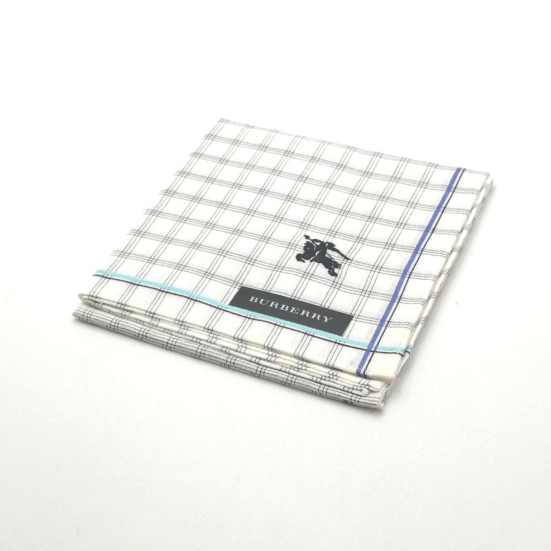 当店でのお買物でSPUトータルP5倍～♪メール便対応OK【売れ筋】【未使用ハンカチ】BURBERRYバーバリーハンカチ【オフホワイト系】