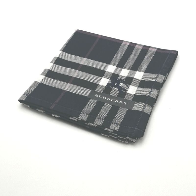 当店でのお買物でSPUトータルP5倍～♪メール便対応OK【売れ筋】【未使用ハンカチ】BURBERRYバーバリーハンカチ【ネイビー系】