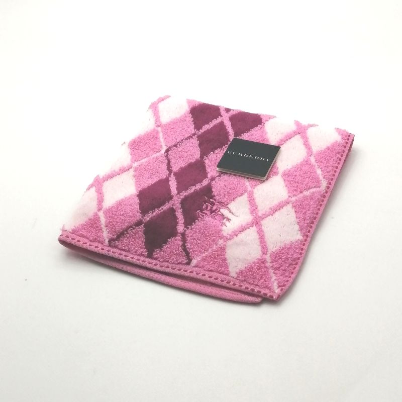 当店でのお買物でSPUトータルP5倍～♪メール便対応OK【売れ筋】【未使用ハンカチ】BURBERRYバーバリータオルハンカチ【ピンク系】