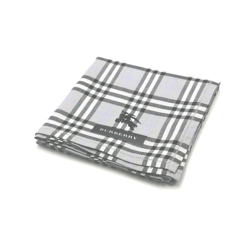 当店でのお買物でSPUトータルP5倍～♪メール便対応OK【売れ筋】【未使用ハンカチ】BURBERRYバーバリーハンカチ【ブルーグレー系】