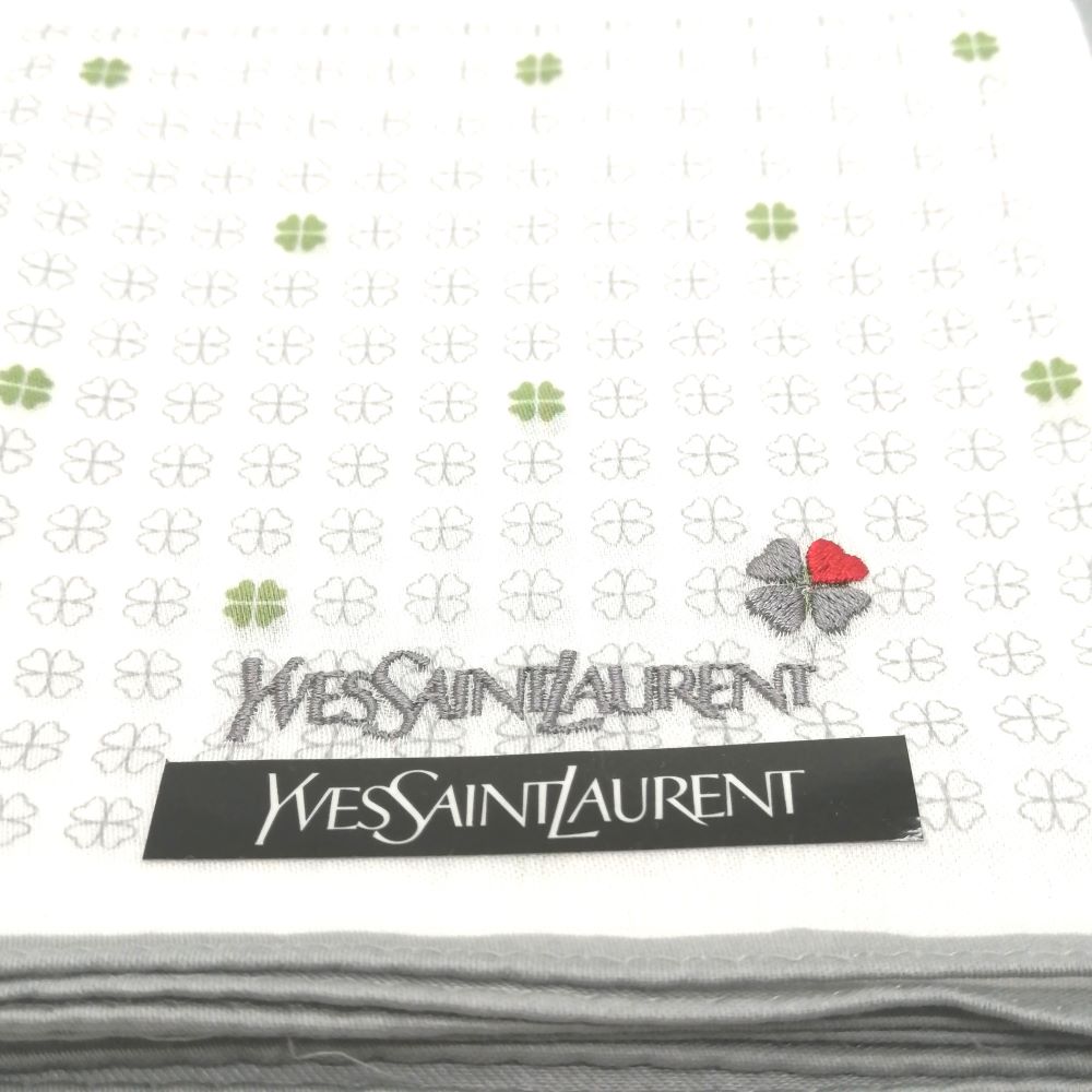 スーパーセール♪全品P10倍メール便対応OK【売れ筋】　【未使用ハンカチ】YVESSAINTLAURENTイヴサンローランハンカチ【ホワイト系】