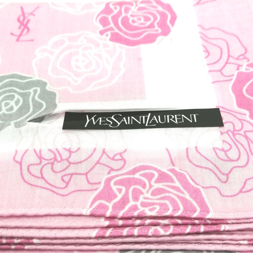 当店はやります♪22迄全品P10倍メール便対応OK【売れ筋】　【未使用ハンカチ】YVESSAINTLAURENTイヴサンローランハンカチ【ピンク系】