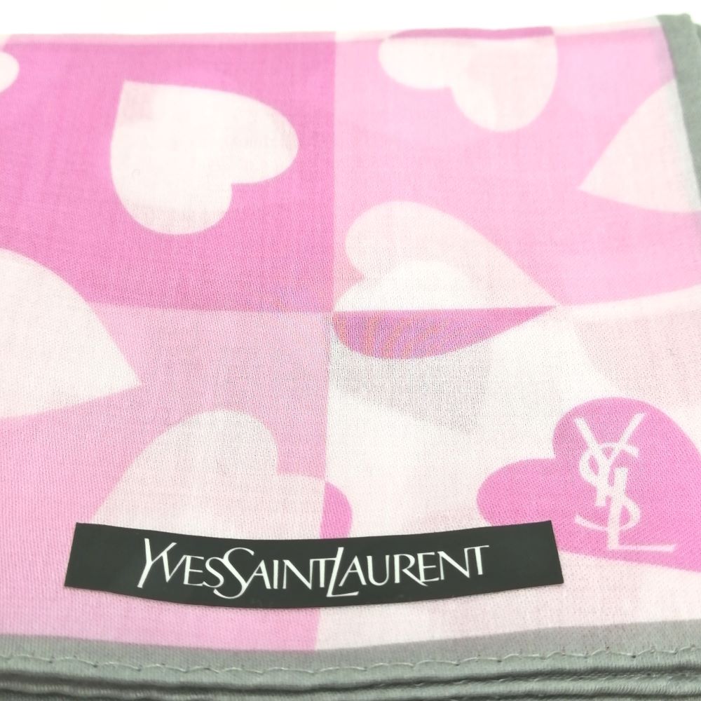 月末も当店でお買い物♪全品P10倍メール便対応OK【売れ筋】　【未使用ハンカチ】YVESSAINTLAURENTイヴサンローランハンカチ【ピンク系】