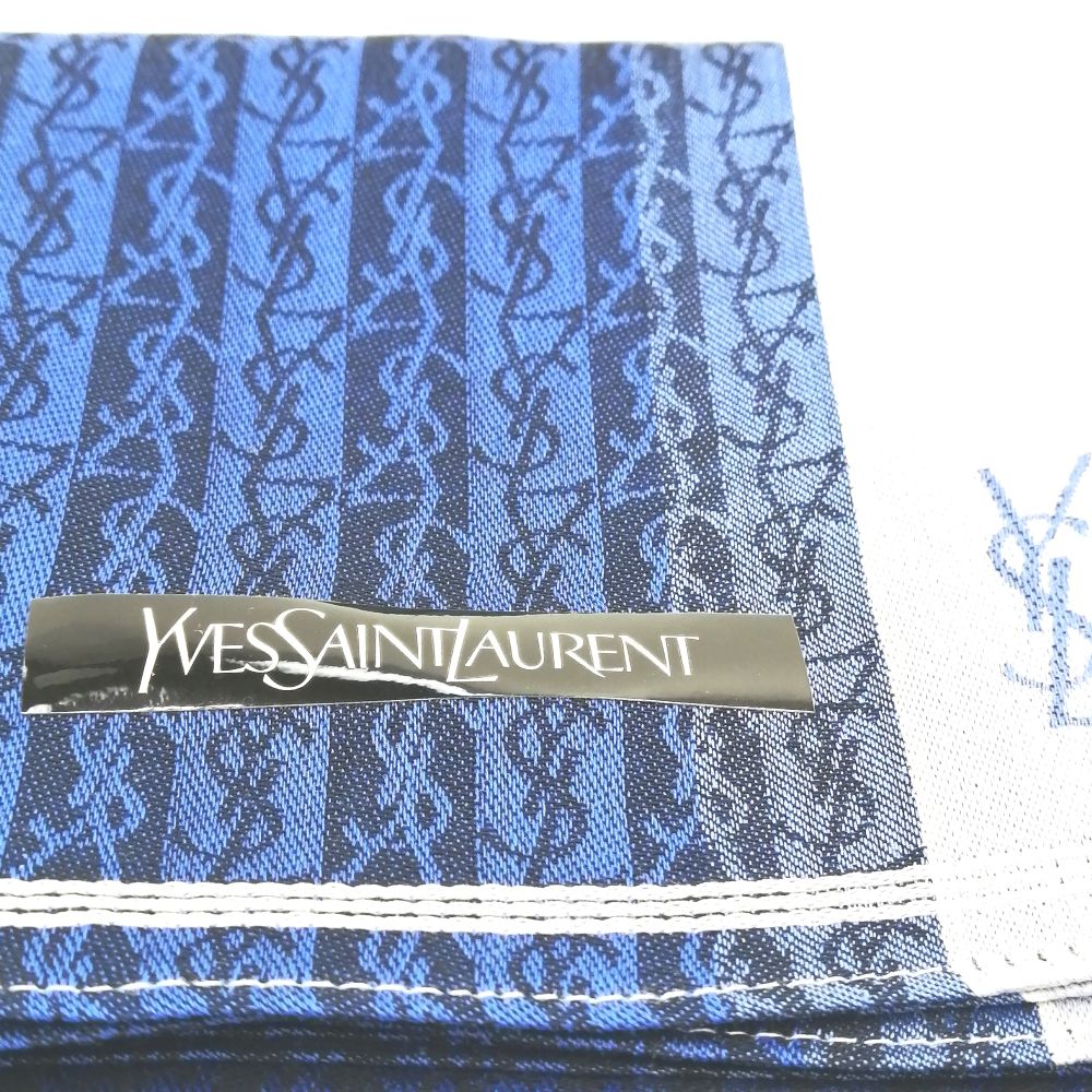 お買い物マラソン♪全品P10倍メール便対応OK【売れ筋】　【未使用ハンカチ】YVESSAINTLAURENTイヴサンローランハンカチ【ネイビー系】