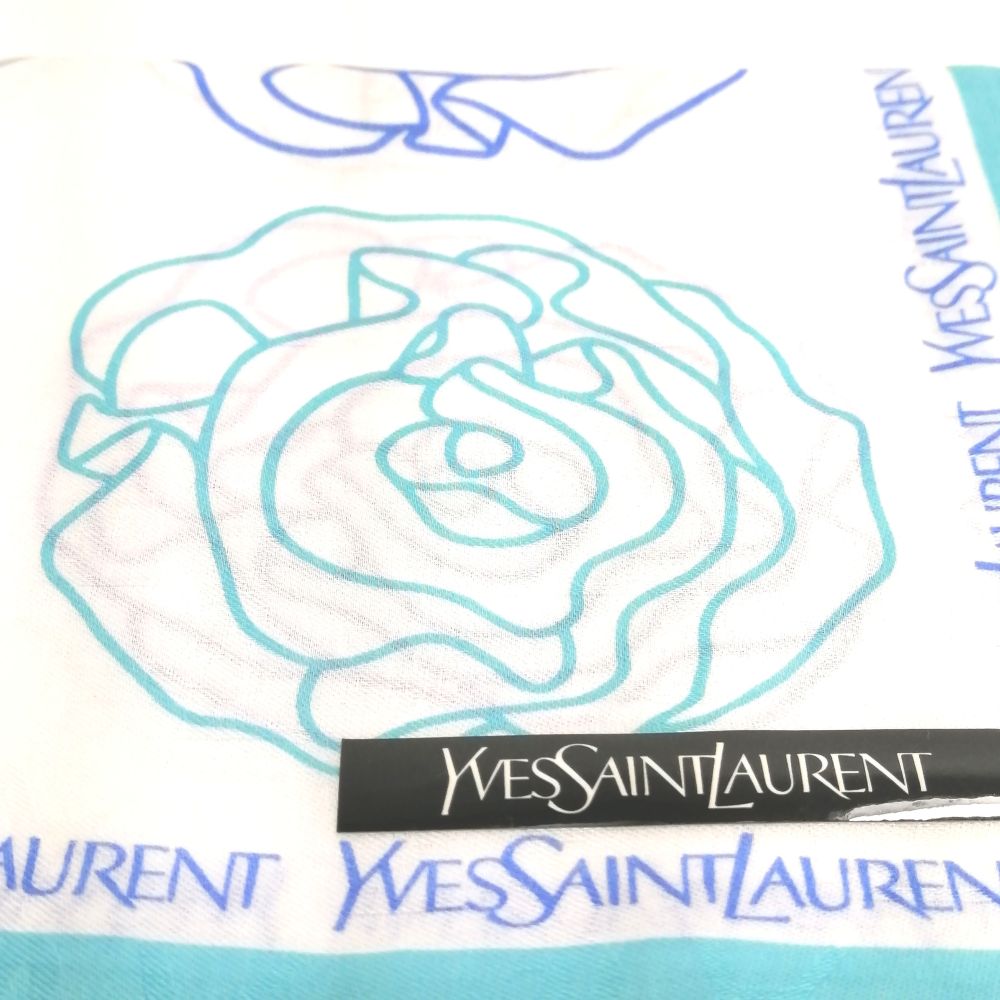 今週もやります♪全品P10倍メール便対応OK【売れ筋】　【未使用ハンカチ】YVESSAINTLAURENTイヴサンローランハンカチ【ホワイト系】 2