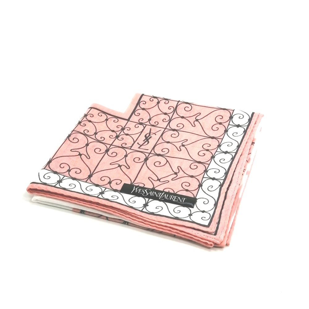 メール便対応OK【売れ筋】 【未使用ハンカチ】YVESSAINTLAURENTイヴサンローランハンカチ【ピンク系】