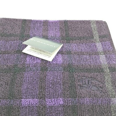 月末も当店でお買い物♪全品P10倍メール便対応OK【売れ筋】【未使用ハンカチ】BURBERRY タオルハンカチ【パープル系】