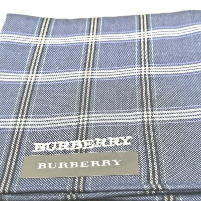 メール便対応OK【売れ筋】　【限定1枚】【未使用ハンカチ】BURBERRY ハンカチ【ネイビー系】