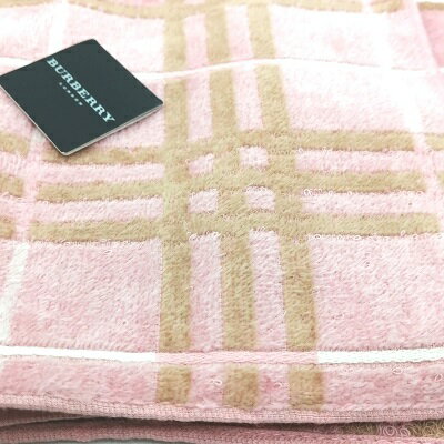 メール便対応OK【売れ筋】【限定1枚】【未使用ハンカチ】BURBERRY タオルハンカチ【ピンク系】