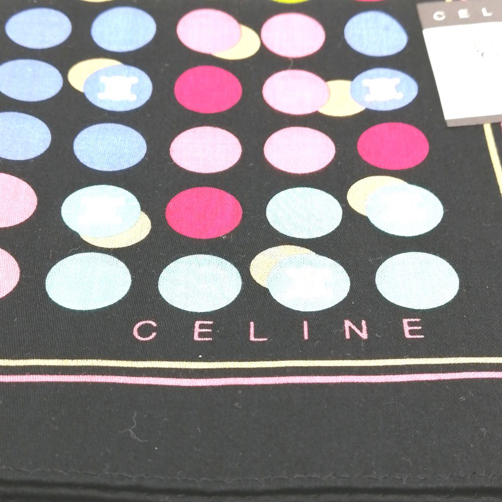 当店はやります♪22迄全品P10倍メール便対応OK【売れ筋】　【未使用ハンカチ】CELINEセリーヌハンカチ【ブラック系】