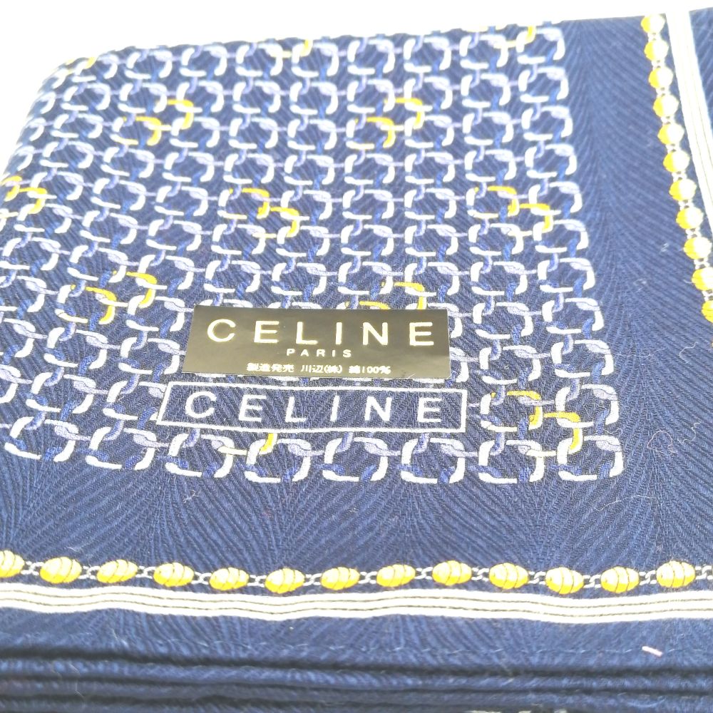 メール便対応OK【売れ筋】　【未使用ハンカチ】CELINEセリーヌハンカチ【ネイビー系】