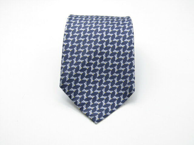 BALENCIAGA - 当店でのお買物でSPUトータルP10倍～♪【中古ネクタイ】メール便対応OKBALENCIAGAバレンシアガネクタイ【ネイビー系】【パターン・規則柄系】【ランクSA】【ネクタイ中古】