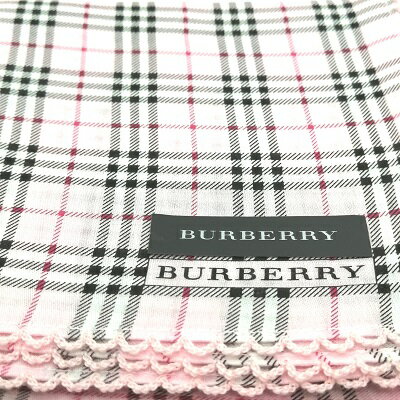 Sセール後もやります♪16日迄P10倍メール便対応OK【売れ筋】【未使用ハンカチ】BURBERRYバーバリーハンカチ【ピンク系】