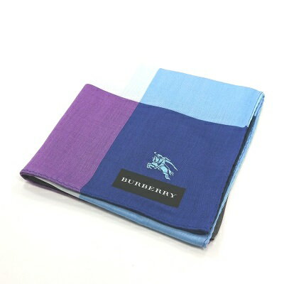 謹賀新年♪6日迄全品P10倍【売れ筋】　【限定1枚】【未使用ハンカチ】クロネコゆうパケット送料込!!BURBERRY ハンカチ【ブルー系】のサムネイル