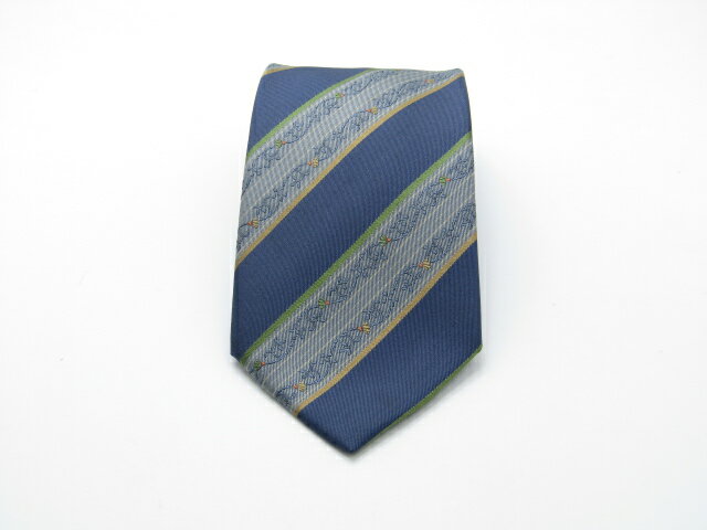 今年も感謝を込めて♪31迄P10倍【中古ネクタイ】メール便対応OKYVESSAINT LAURENTイヴサンローランネクタイ【ストライプ・レジメンタル系】【ネイビー系】【ランクAB】【ネクタイ中古】