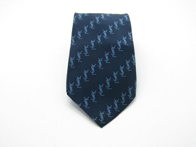 お買物マラソン♪全品P10倍【中古ネクタイ】【大処分】メール便対応OKYVESSAINT LAURENTイヴサンローランネクタイ【ロゴ系】【ネイビー系】【ランクB】【ネクタイ中古】
