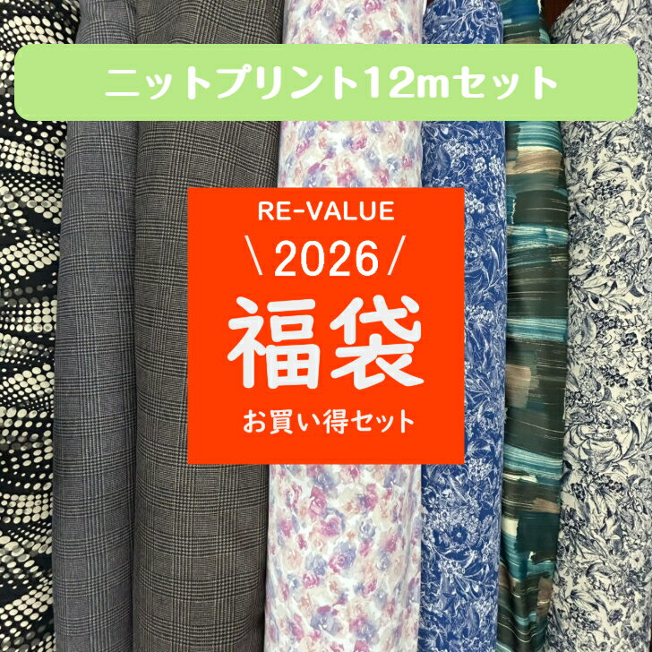 ◆ニットプリント12mセット◆ 送料無料 福袋 2026 生地 素材 手芸 手作り ハンドメイド ハギレ 子供服 大..
