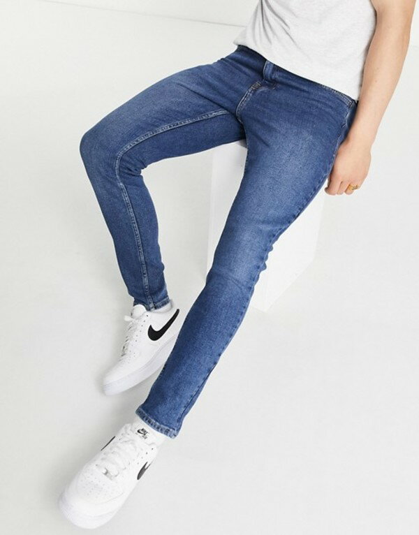 楽天ReVida 楽天市場店ニュールック メンズ デニムパンツ ボトムス New Look skinny jeans in mid blue BLUE