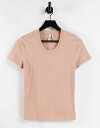 アンドアザーストーリーズ レディース シャツ トップス & Other Stories organic cotton fitted t-shirt in dusty pink PINK