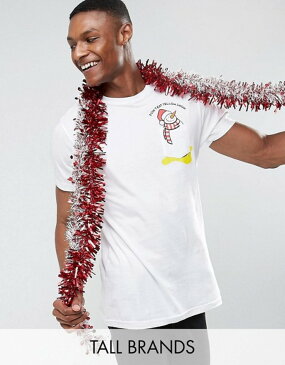 ブレーブソウル メンズ Tシャツ トップス Brave Soul TALL Holidays Snowman Pocket T-Shirt White
