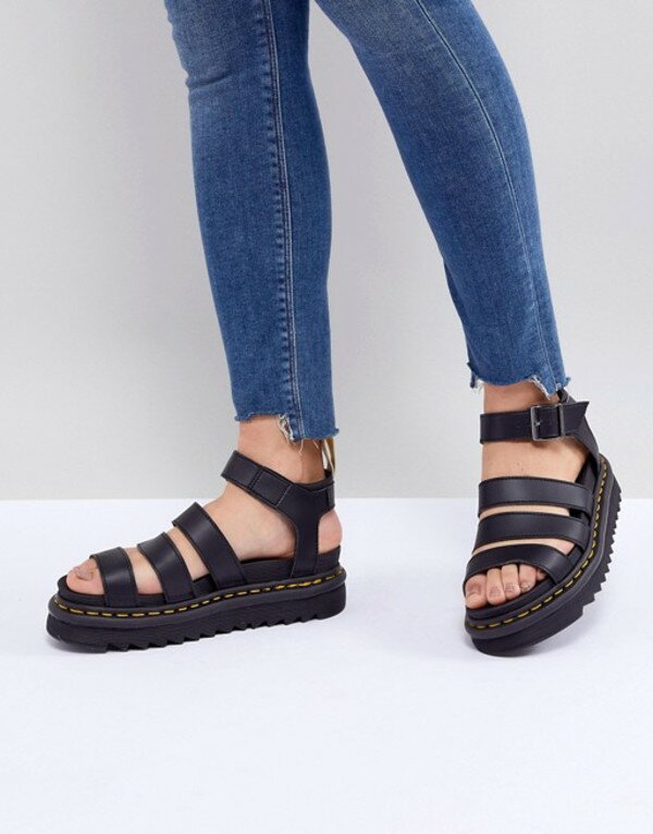 ドクターマーチン レディース サンダル シューズ Dr Martens Vegan Blaire chunky sandals in black Black felix rub off