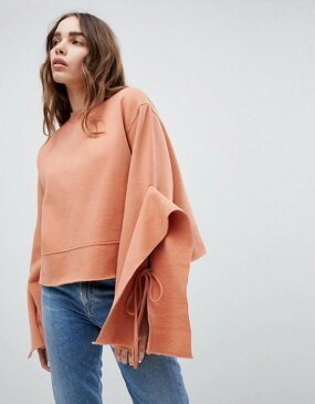 スタイルナンダ レディース パーカー・スウェット アウター STYLENANDA Sweatshirt With Sleeve Detail Orange