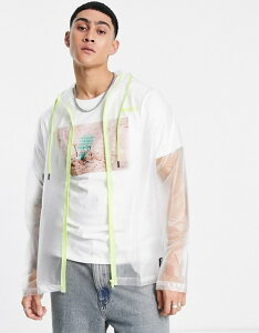 ウィーエスシー メンズ ジャケット・ブルゾン アウター WESC transparent windbreaker jacket with neon detailing Clear