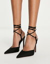 エイソス エイソス レディース ヒール シューズ ASOS DESIGN Prize tie leg high heeled shoes in black Black