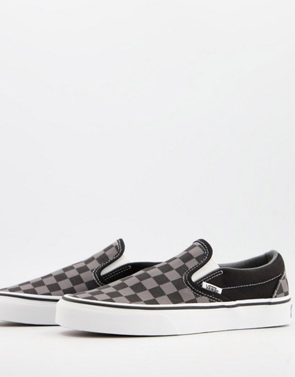 バンズ レディース スニーカー シューズ Vans Classic Slip on checkerboard sneakers in black Black