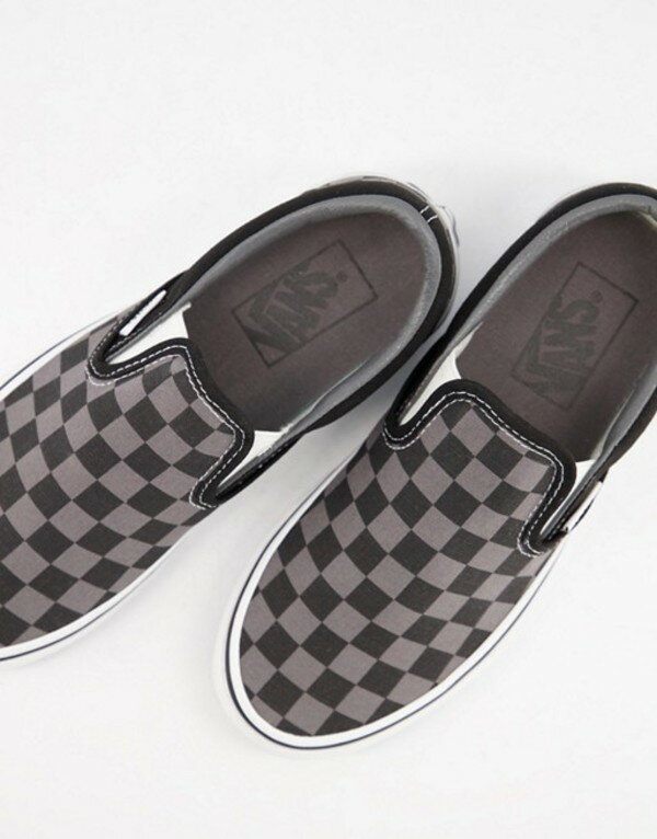 バンズ レディース スニーカー シューズ Vans Classic Slip on checkerboard sneakers in black Black