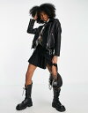 トップショップ トップショップ レディース ジャケット・ブルゾン アウター Topshop faux leather classic biker jacket in black Black