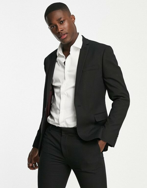 超激得 トップマン Topman super skinny textured suit jacket in black Black：ReVida 店 メンズ ジャケット・ブルゾン アウター 最新作通販