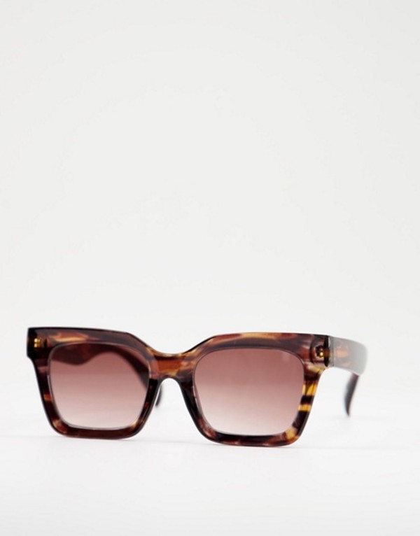 エイソス エイソス レディース サングラス・アイウェア アクセサリー ASOS DESIGN recycled square bevel sunglasses in tort Multi