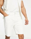 vAhxA[ Y n[tpcEV[c {gX Pull&Bear relaxed fit denim shorts in white White