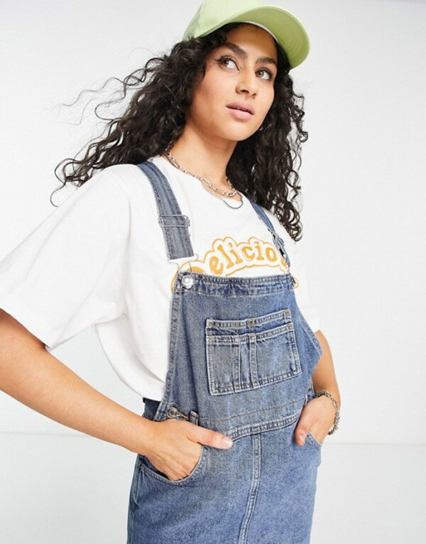 エイソス レディース ワンピース トップス ASOS DESIGN 'original' denim overall dress in midwash BLUE