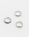 GC\X Y O ANZT[ ASOS DESIGN 3-pack stainless steel slim band rings set in silver tone SILVER